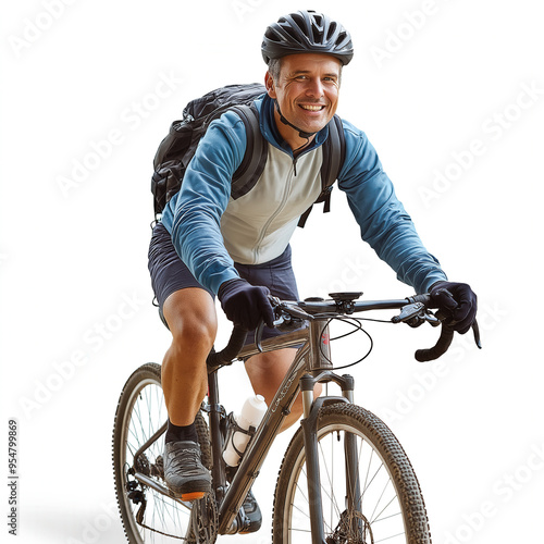Cyclist On White Background