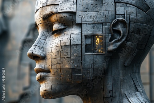 Wallpaper Mural Emotional resilience Psychopharmacology Futuristic female cyborg with intricate facial patterns symbolizing the blending of humanity and technology and evolving concept of identity in a digital age Torontodigital.ca