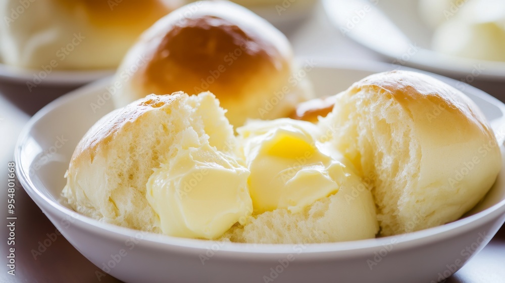 Served with whipped honey butter, buttery dinner rolls in a basket are an ideal side dish for Thanksgiving dinner. Served with whipped honey butter, buttery dinner rolls in a basket are an ideal side dish for Thanksgiving dinner.