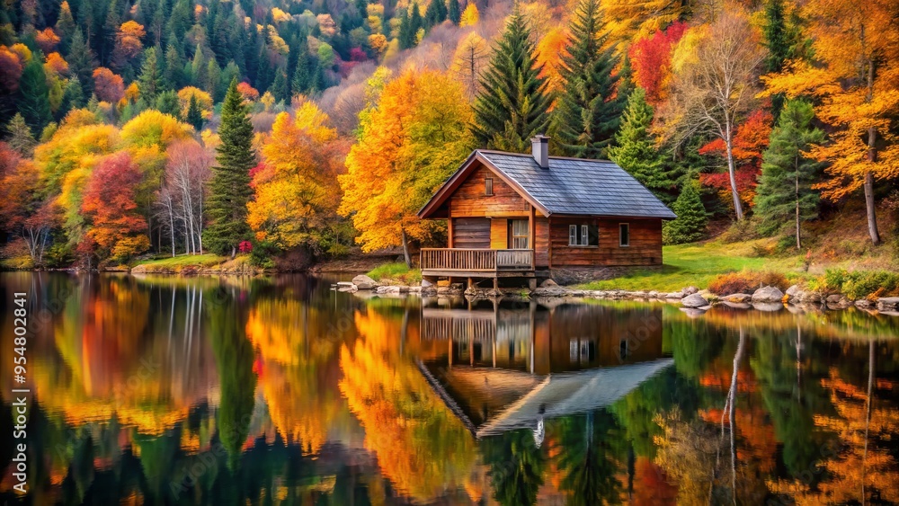 * A tranquil sanctuary awaits amidst vibrant autumn colors, this cozy cabin by a peaceful lake, perfect for * A tranquil sanctuary awaits amidst vibrant autumn colors, this cozy cabin by a peaceful lake, perfect for
