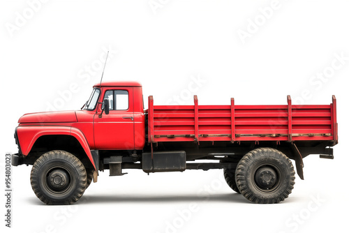Red Truck On White Background