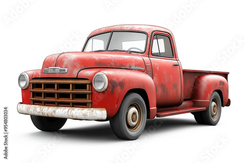 Red Truck On White Background