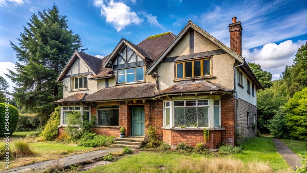 A vacant Surrey residence offers a blank canvas for transformation, its multitude of windows a reminder of the A vacant Surrey residence offers a blank canvas for transformation, its multitude of windows a reminder of the