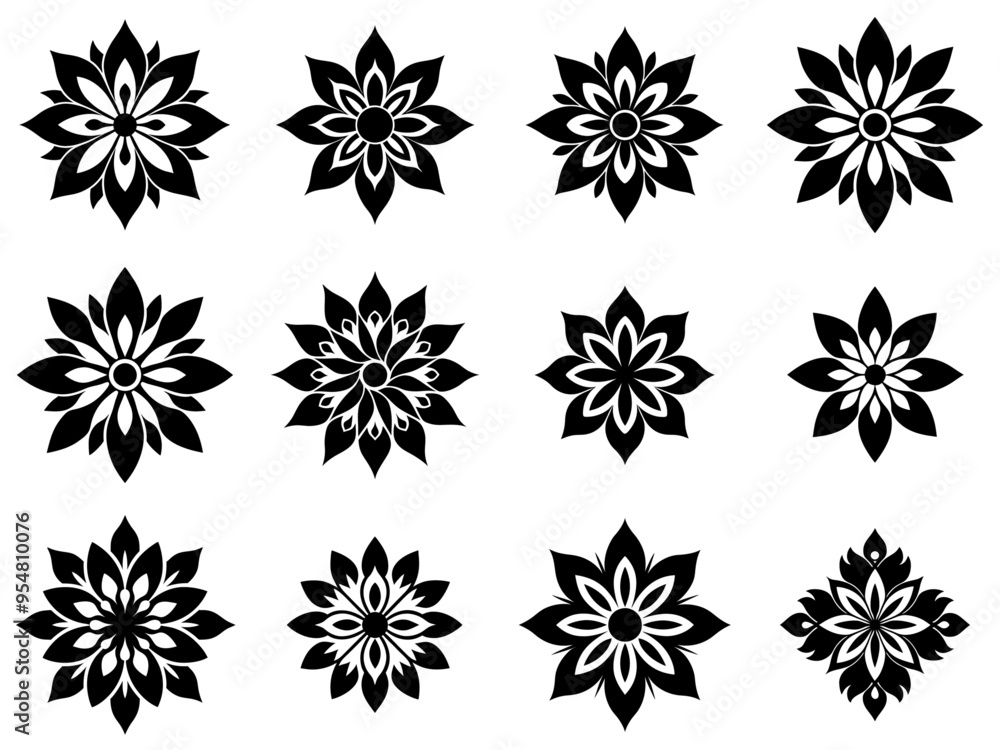 A set of Floral ornament logo and icon designs, Black Floral ornament bundle A set of Floral ornament logo and icon designs, Black Floral ornament bundle