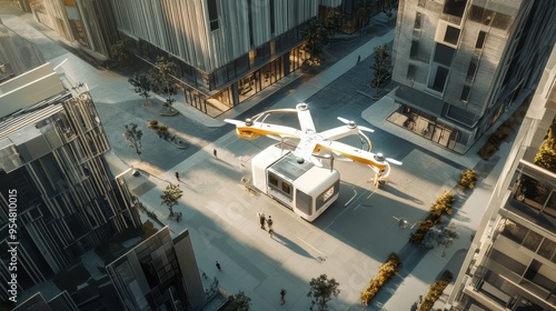 Futuristic City Drone Delivery System