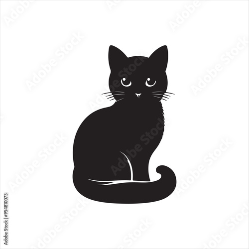 silhouette of a cat on a white background
