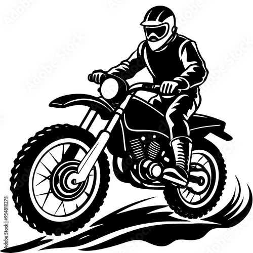 A bike rider riding motorcycle vector art coloring page silhouette photo