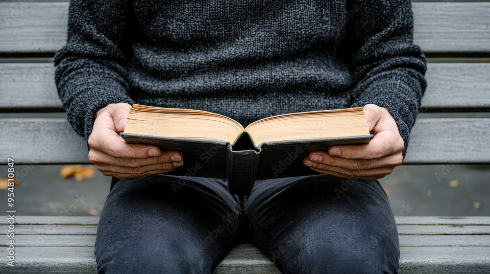 Fototapeta premium Taking a Social Media Break Embracing the Calm of Reading a Book