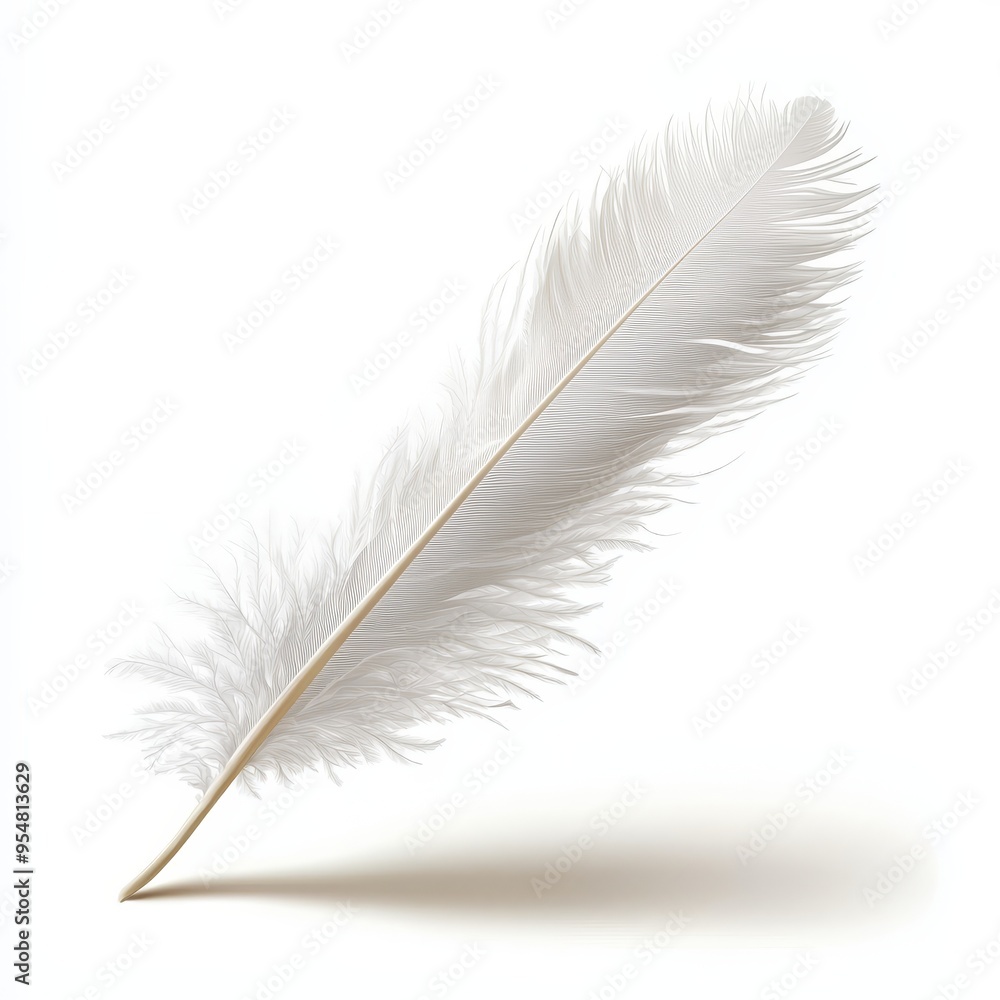 A delicate white feather isolated on a soft background, symbolizing purity, lightness, and nature's beauty. A delicate white feather isolated on a soft background, symbolizing purity, lightness, and nature's beauty.