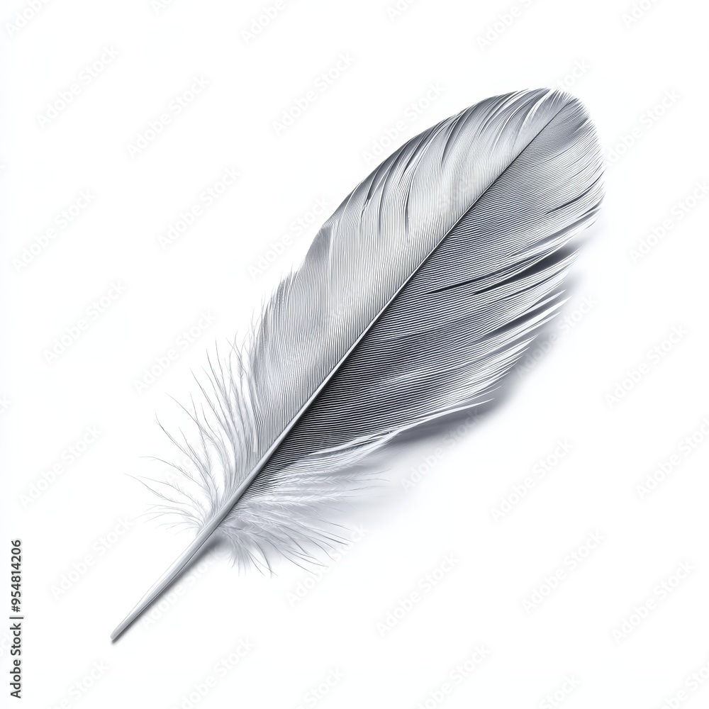 Elegant silver feather with detailed texture, perfect for creative projects or nature-themed designs. Elegant silver feather with detailed texture, perfect for creative projects or nature-themed designs.
