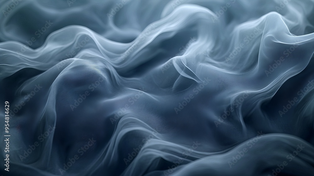 Fototapeta premium Minimalistic abstract background with waving flowing curves and folds in various shades of blue, perfect for modern design projects, new beautiful stock image illustration AI