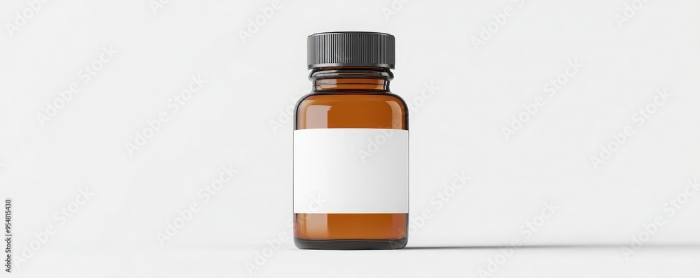 A clear amber glass bottle on a neutral background, ideal for showcasing products or labels in a clean, modern design. A clear amber glass bottle on a neutral background, ideal for showcasing products or labels in a clean, modern design.