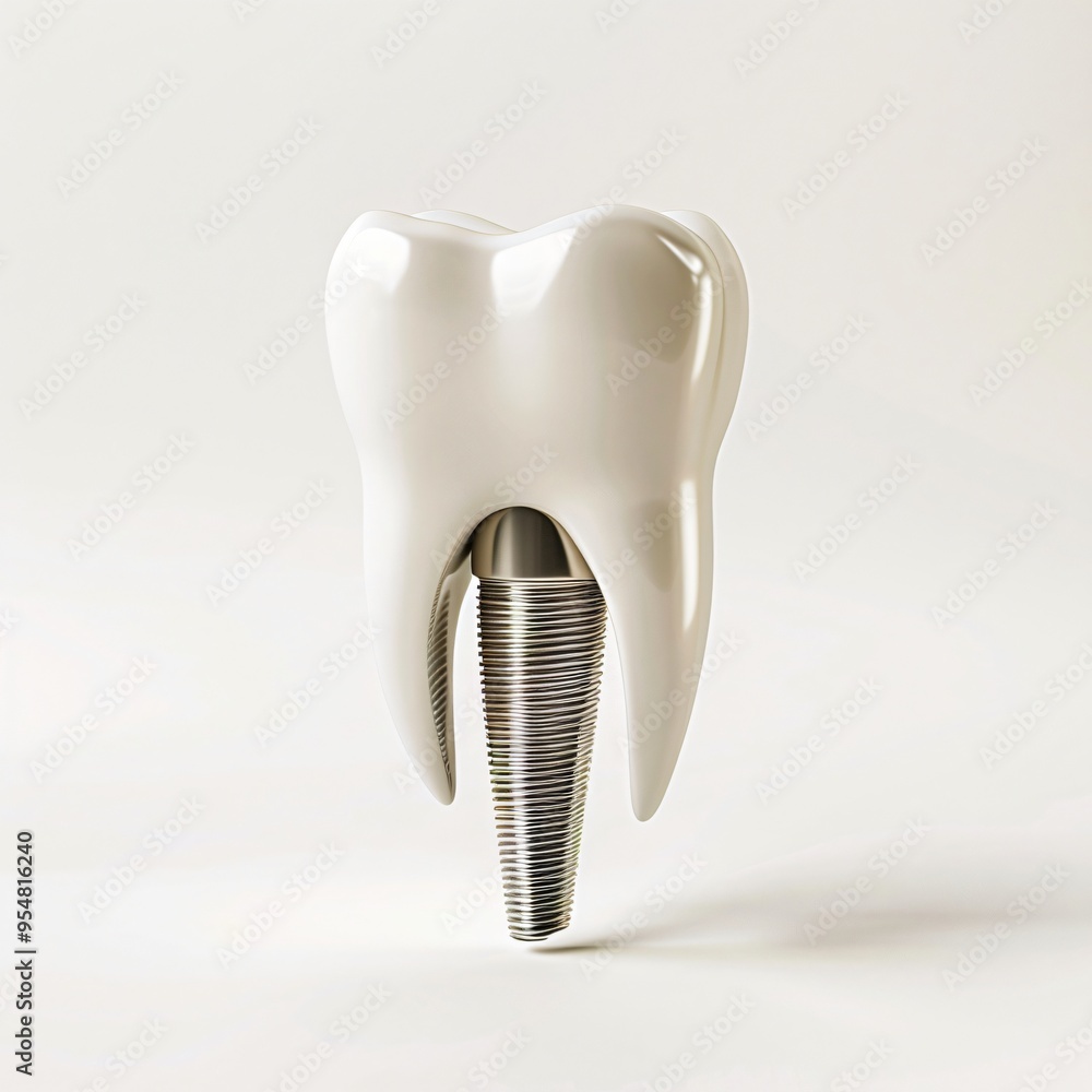 Dental Implant with Tooth Crown D Rendering Dental Implant with Tooth Crown D Rendering