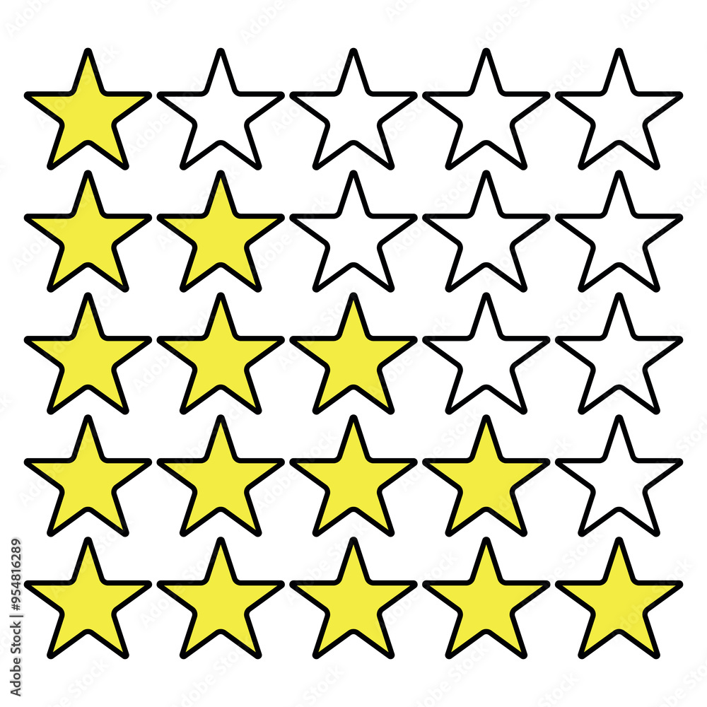 Flat inline star icons for 5 star voting for websites and graphic resources. Flat inline star icons for 5 star voting for websites and graphic resources.