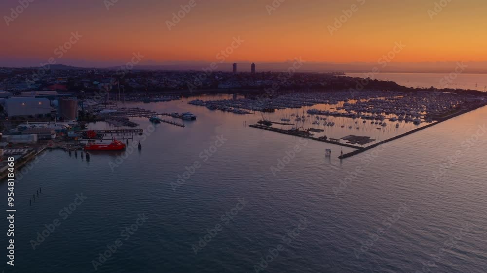 Waitemata harbour and the Auckland harbour Bridge at sunset, Auckland, New Zealand. Waitemata harbour and the Auckland harbour Bridge at sunset, Auckland, New Zealand.