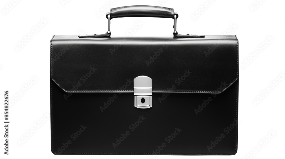 Black leather briefcase isolated on transparent background
Black leather briefcase isolated on transparent background
