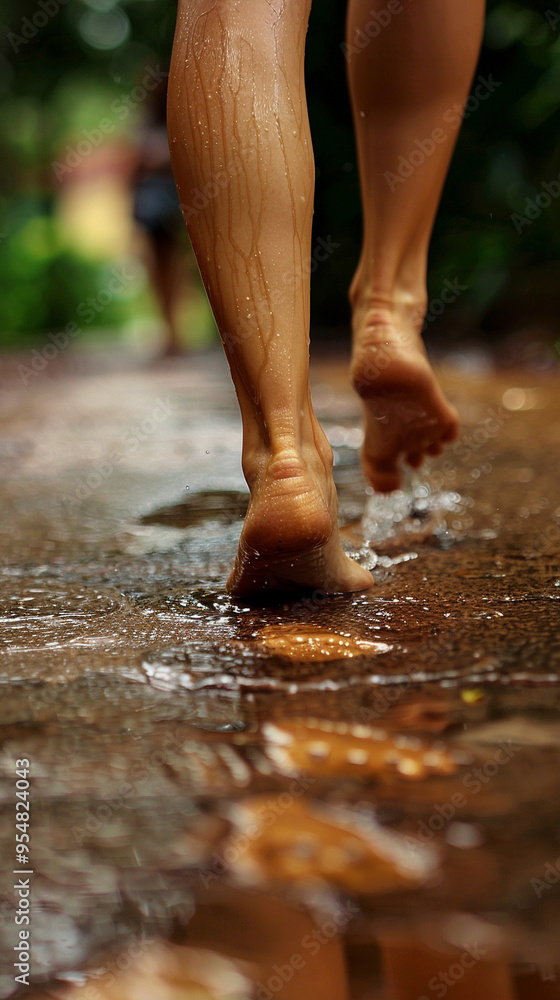 closeup, female, step in to wood flor barefooted, wet footprints hiqh quality closeup, female, step in to wood flor barefooted, wet footprints hiqh quality