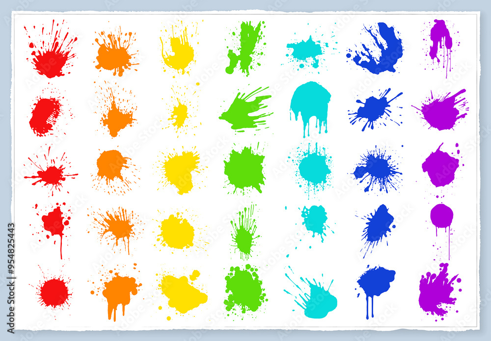 Vector colorful ink drops and paint splashes Hand drawn design elements ...