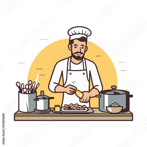 Chef preparing a meal in a professional kitchen