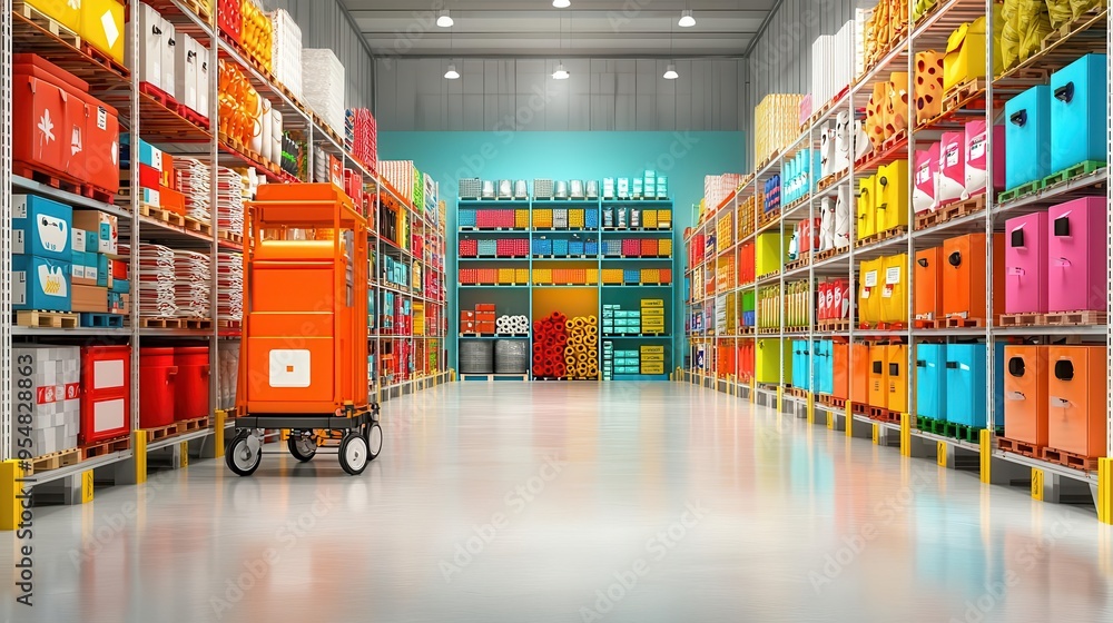 Automated warehouse with high-efficiency inventory systems, ecommerce management, optimized logistics, streamlined operations Automated warehouse with high-efficiency inventory systems, ecommerce management, optimized logistics, streamlined operations