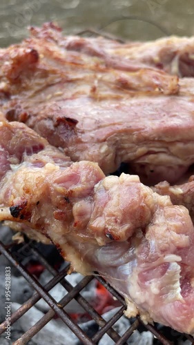 Meat grilled.