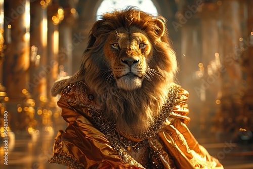 Majestic Lion in Golden Attire