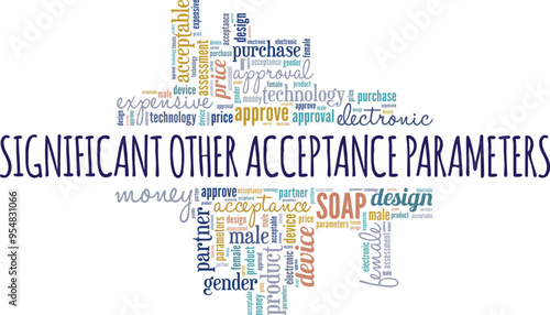 SOAP Significant Other Acceptance Parameters word cloud conceptual design isolated on white background.