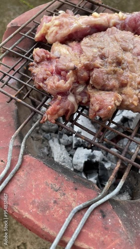 Meat grilled.