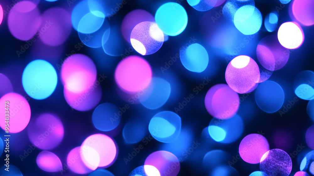 Abstract background with cool toned blur bokeh lights in shades of blue and purple fading into a soft haze Abstract background with cool toned blur bokeh lights in shades of blue and purple fading into a soft haze