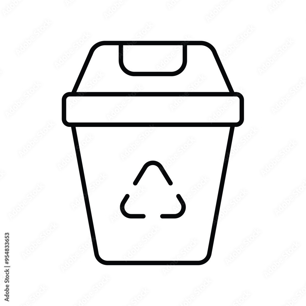 recycle bin line icon with white background vector stock illustration recycle bin line icon with white background vector stock illustration