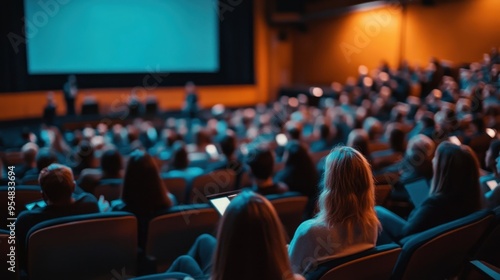 Audience Watching a Presentation or Performance in a Dark Theater