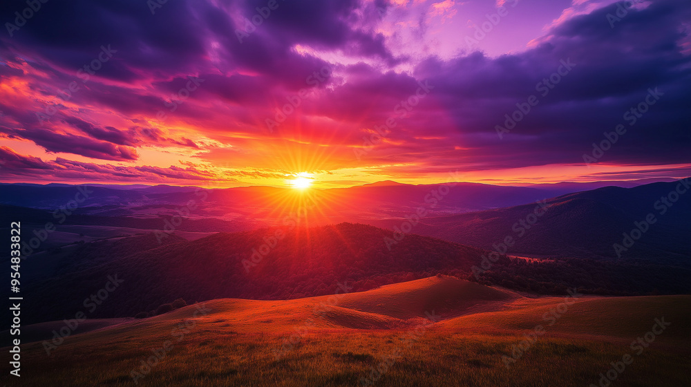 sunset with vibrant orange and purple hues in the sky sunset with vibrant orange and purple hues in the sky