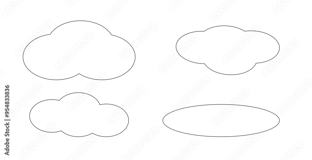 Fototapeta premium Clouds set a black outline on a transparent background