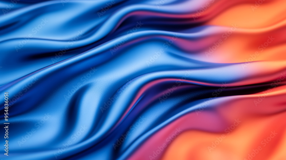 Close up of liquid color waves with deep indigo and bright orange flowing dynamically Close up of liquid color waves with deep indigo and bright orange flowing dynamically