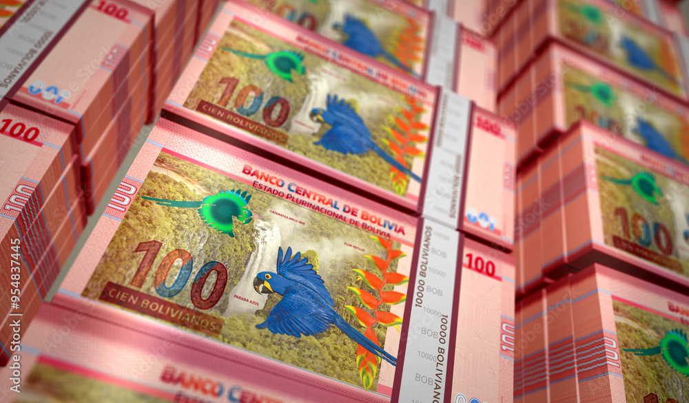 Obraz premium Bolivia Boliviano money banknotes print 3d illustration