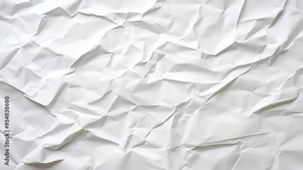 Obraz premium Crumpled white notebook paper background with deep creases and visible folds simple and rugged 