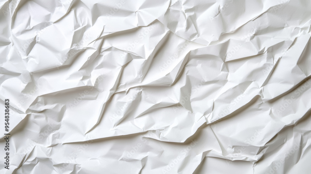 Obraz premium Crumpled white notebook paper background with deep creases and visible folds simple and rugged 
