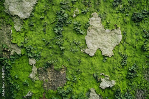 Close-up surface of the wall covered with green moss. Modern eco friendly decor made of colored stabilized moss. with generative ai