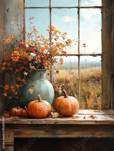 pumpkin still life painting