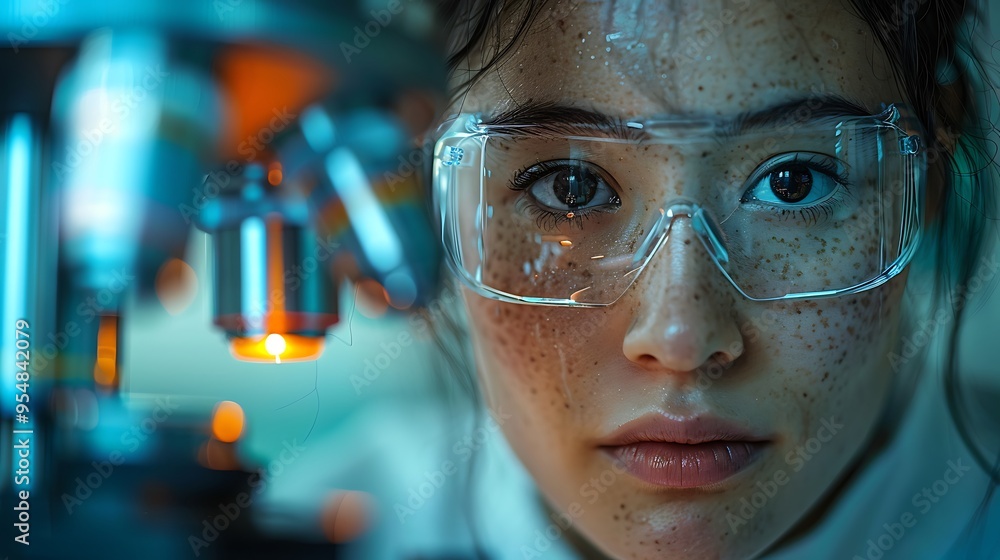A close-up shot of a scientist’s face as they focus on guiding a ...