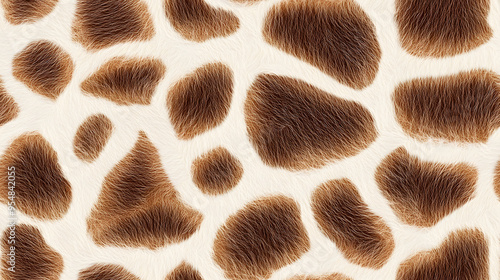 Realistic fur giraffe patches seamless pattern