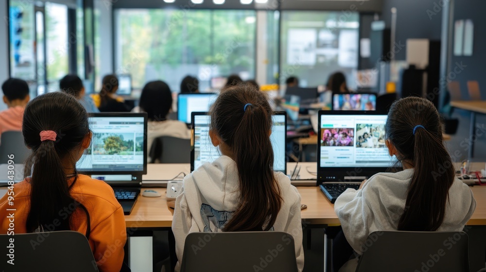 Classroom Full of Students Working on Laptops Classroom Full of Students Working on Laptops