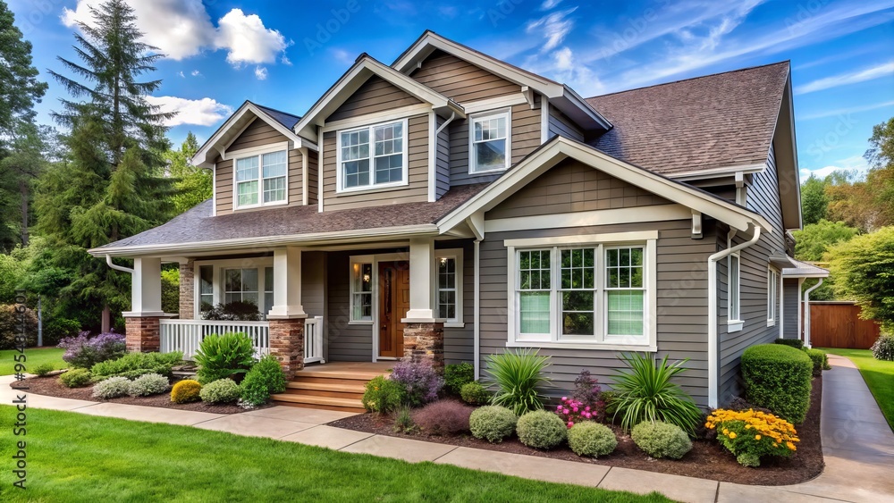 Renovated exterior features new siding, energy-efficient windows, and meticulously manicured landscaping, elevating the Renovated exterior features new siding, energy-efficient windows, and meticulously manicured landscaping, elevating the