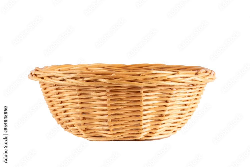 Empty wicker basket isolated no background cutout Empty wicker basket isolated no background cutout