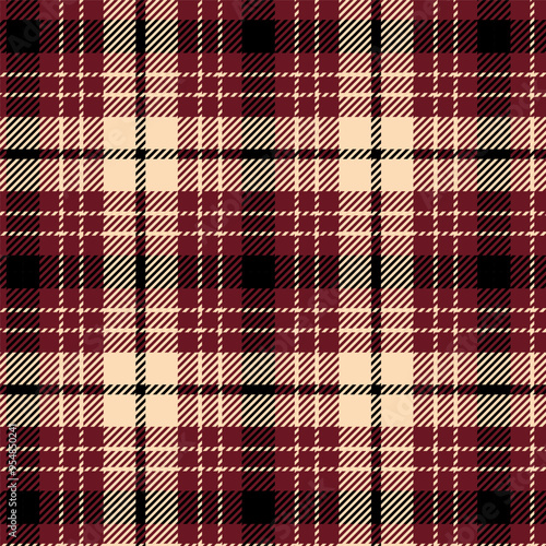 Black red plaid seamless pattern vector. Background graphic tartan fashion design use for print, texture, cloth, fabric, flannel.	