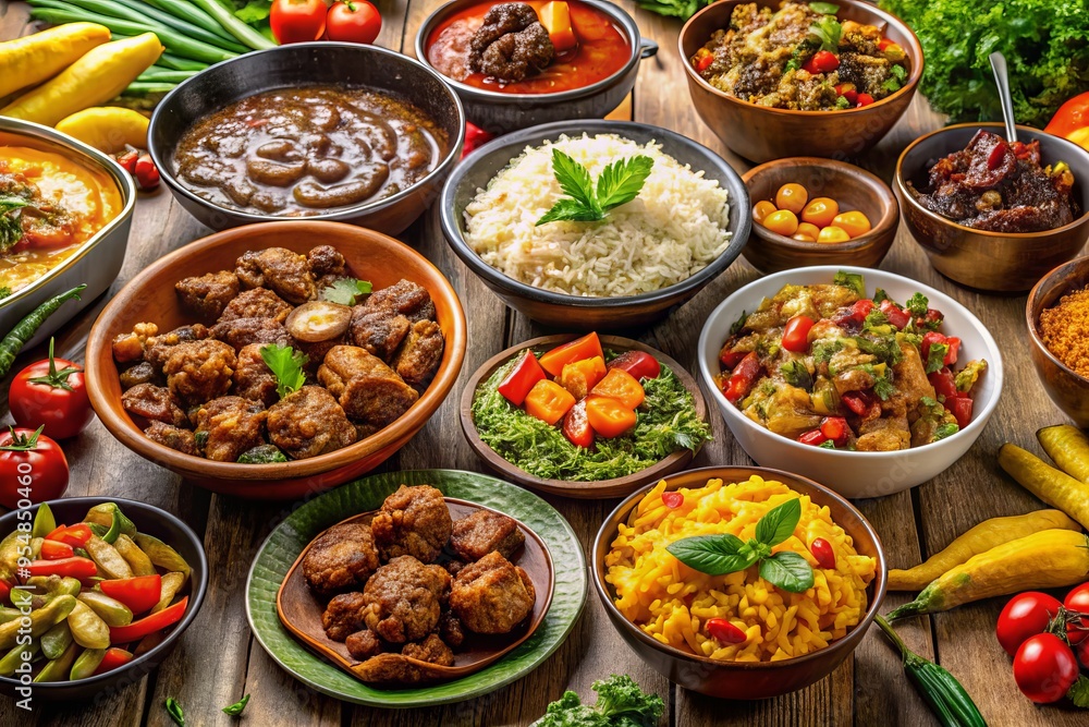 Savoring the flavors of Jamaica, a mouth-watering buffet offers spicy stews, succulent jerk chicken, and a variety of Savoring the flavors of Jamaica, a mouth-watering buffet offers spicy stews, succulent jerk chicken, and a variety of