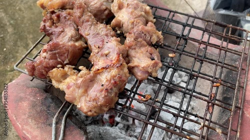 Meat grilled.