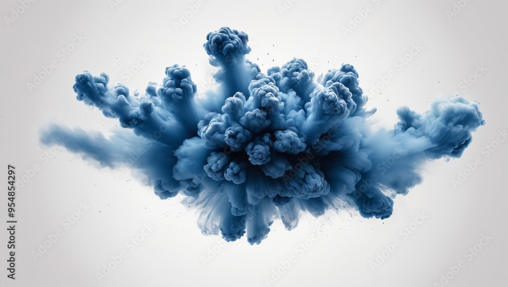 Isolated blue smoke explosion border Isolated blue smoke explosion border