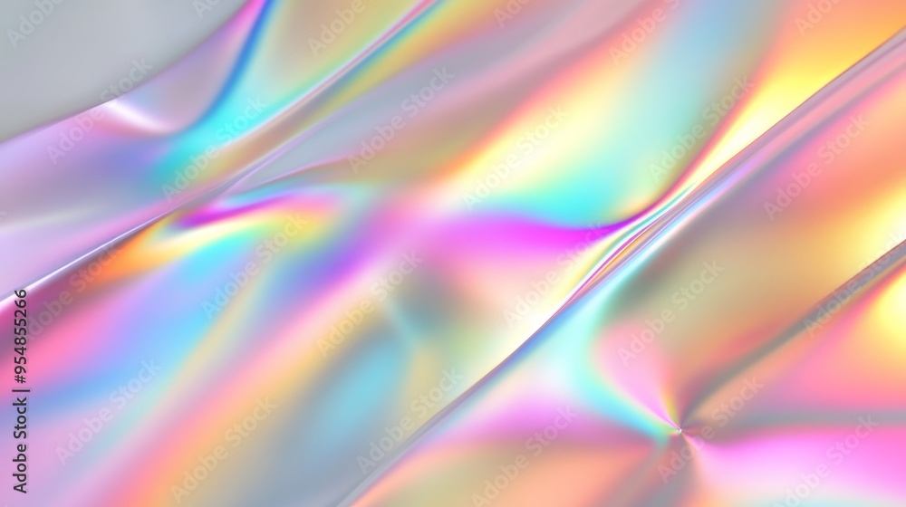 Naklejka premium A smooth, iridescent fabric with flowing colors, ideal for design and artistic projects.