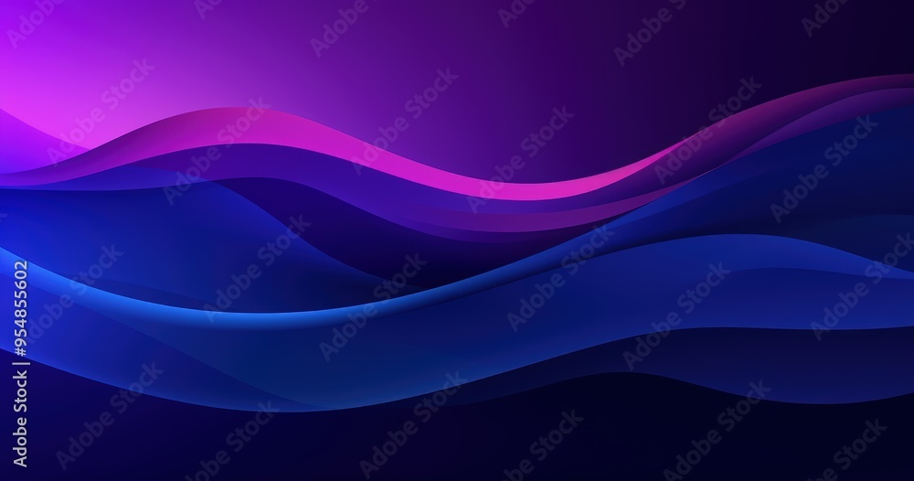 Fototapeta premium A vibrant abstract design featuring flowing waves in shades of purple and blue, ideal for backgrounds or digital art.